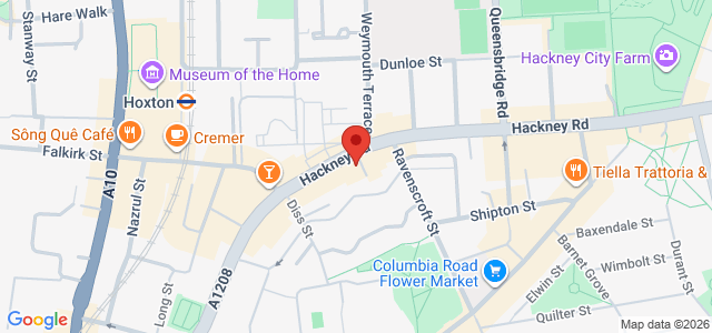 Map showing Yard Sale Pizza - Hackney Road in London