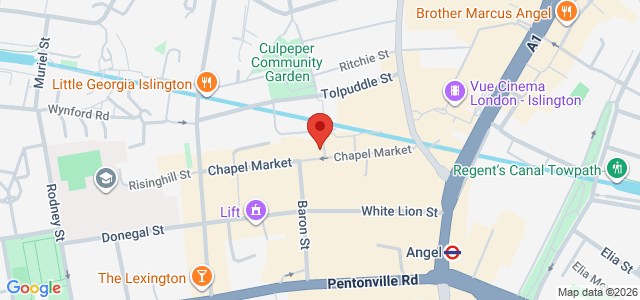 Map showing Yard Sale Pizza - Angel in London